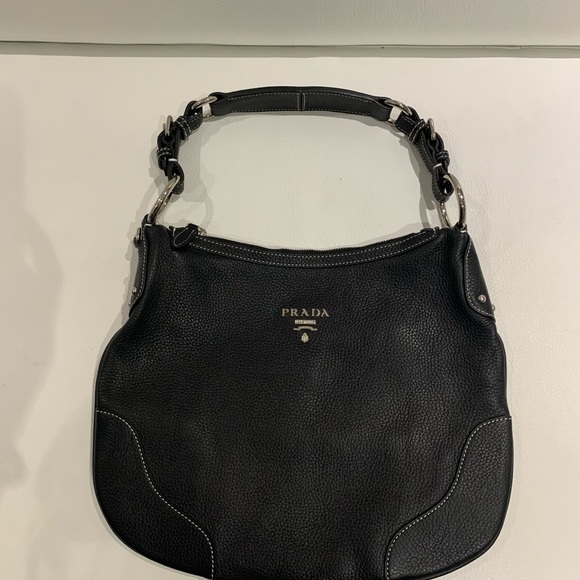 Prada Vitello Daino Black Leather Hobo Bag - Picture 8 of 10